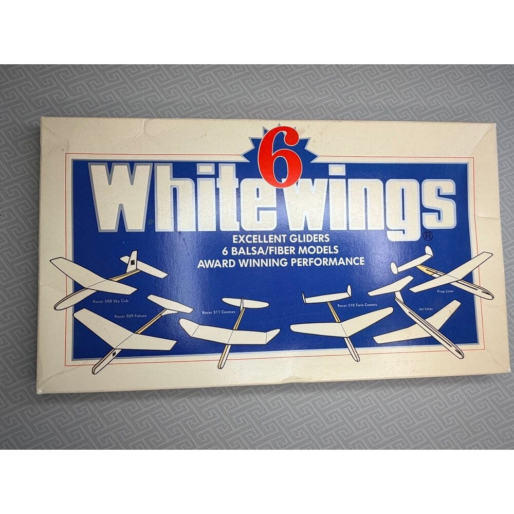 Vtg Whitewings Excellent Gliders Kit 6 Balsa Fiber Models Dr. Yasuaki Ninomiya
